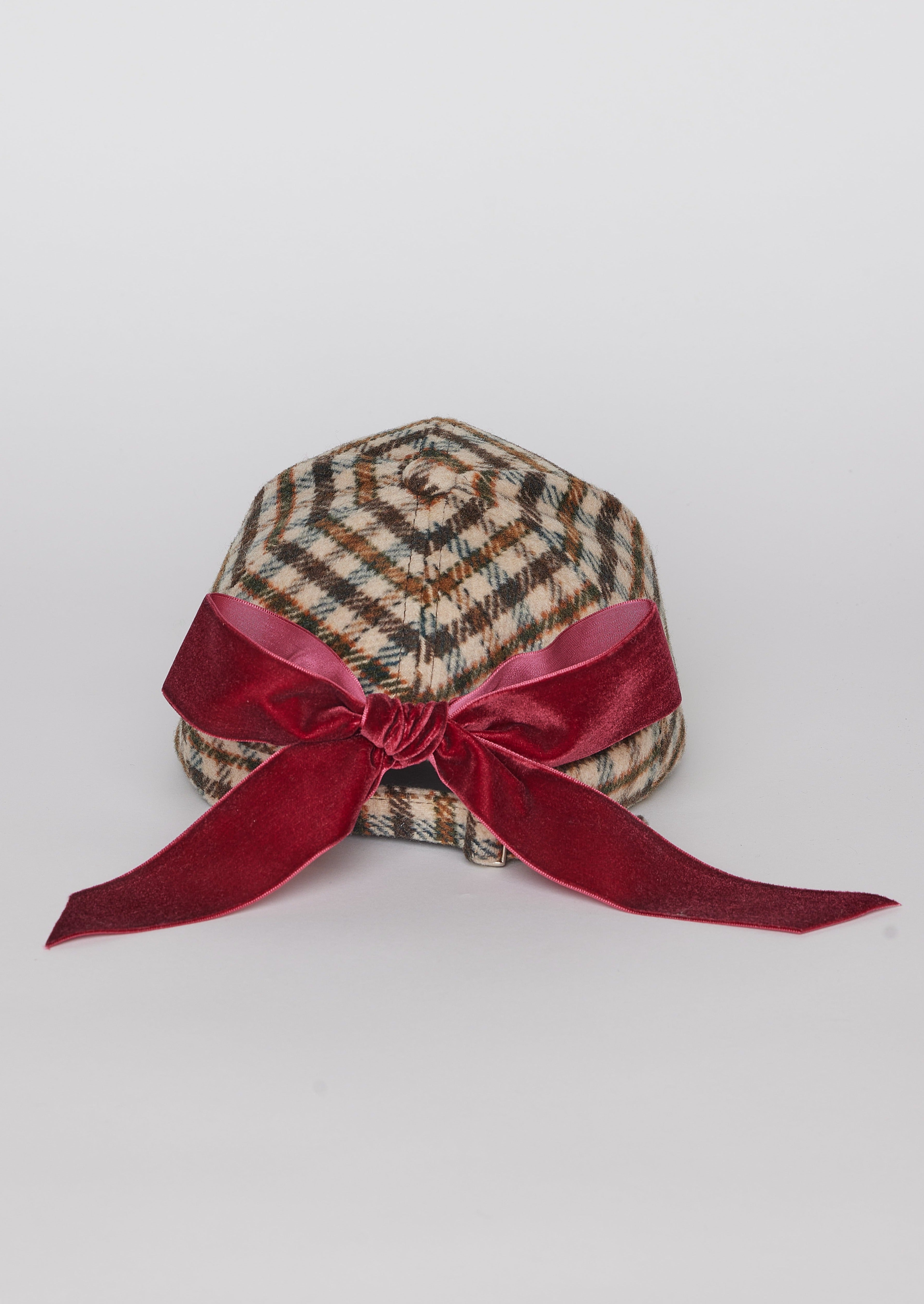 Everyday Plaid Cap w/Removable Bow- Colored Check