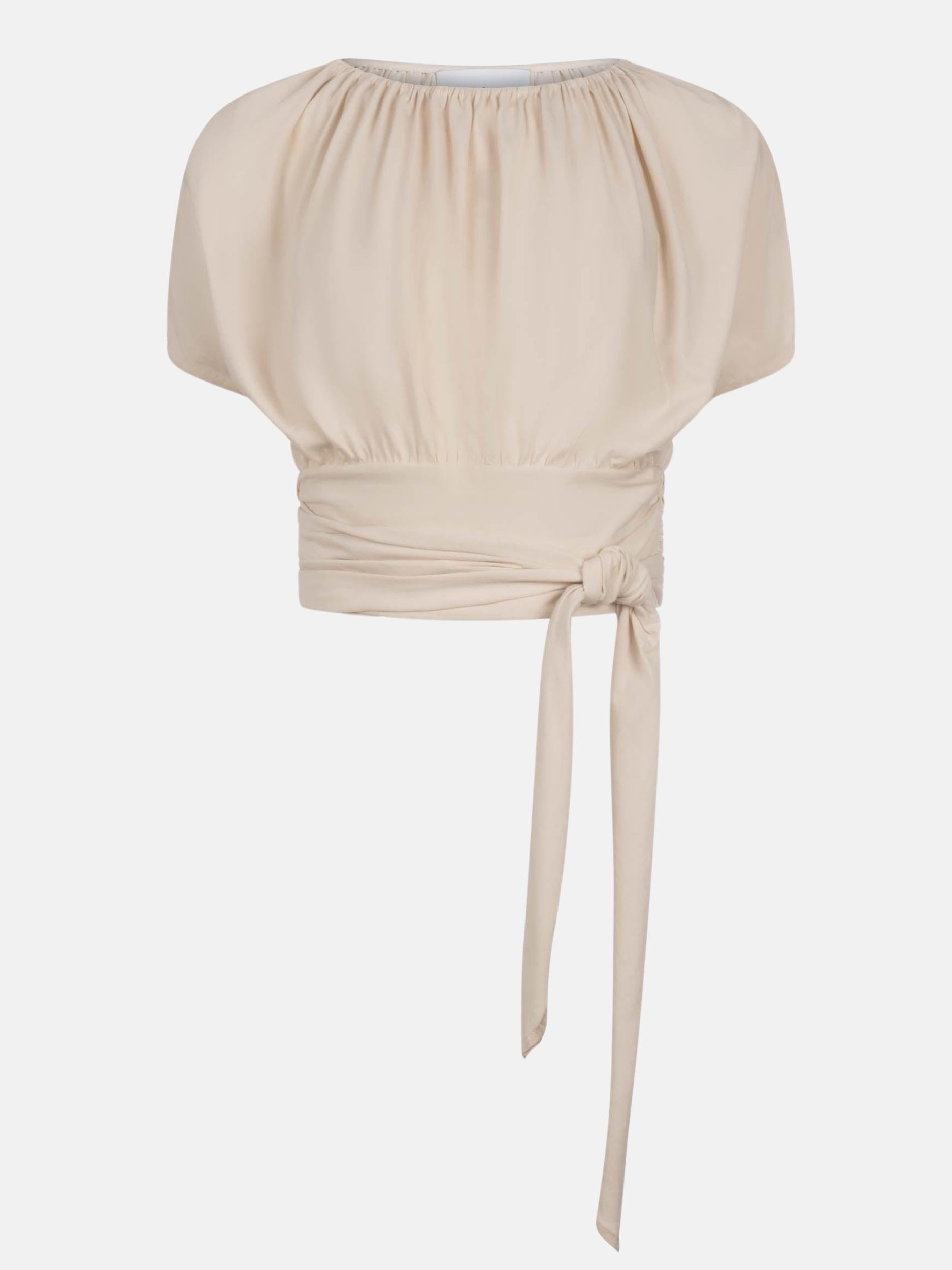 Mai Tie Short Sleeve Top in Opaline