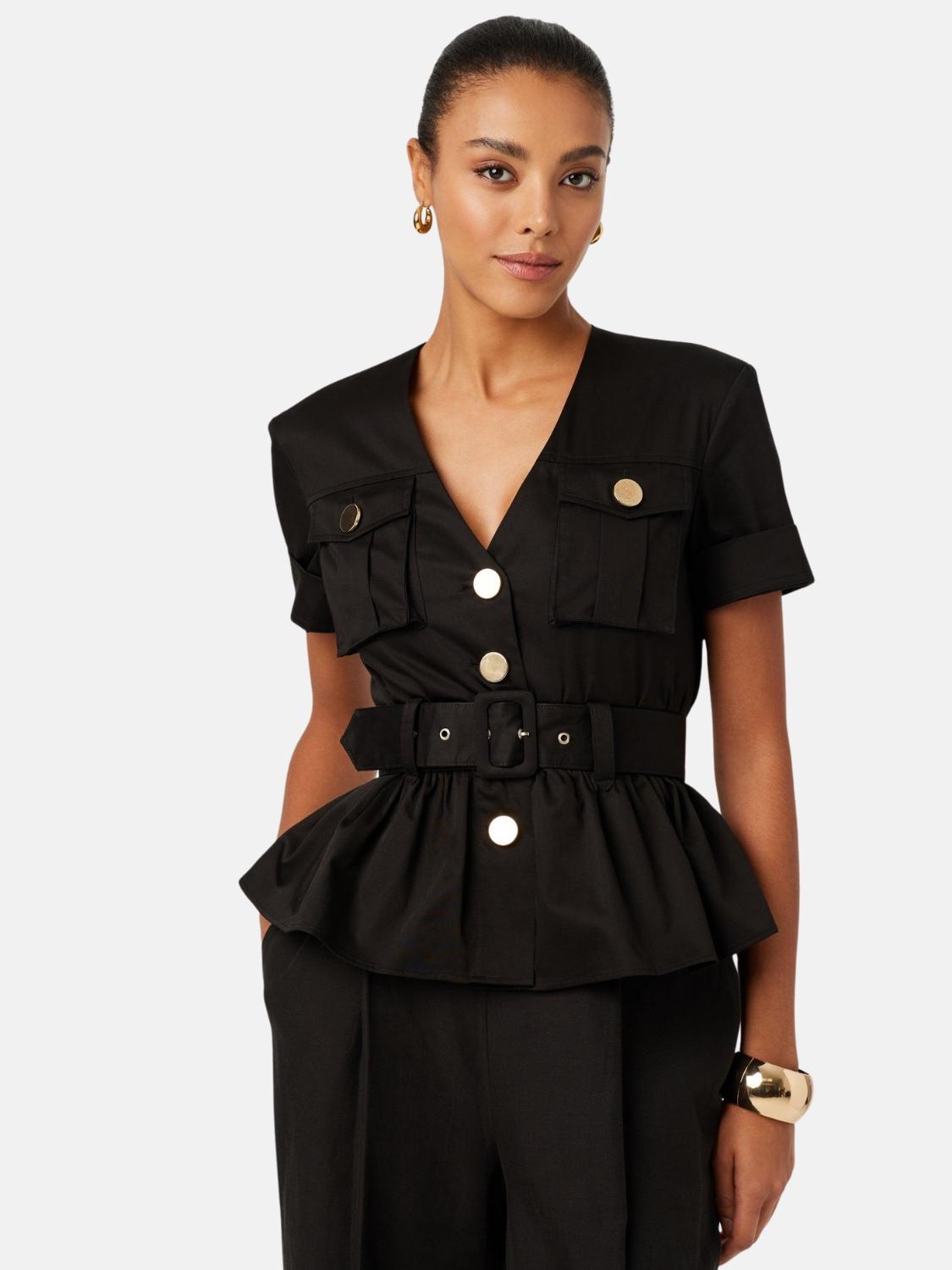 Ezra Safari Tailored Peplum Top