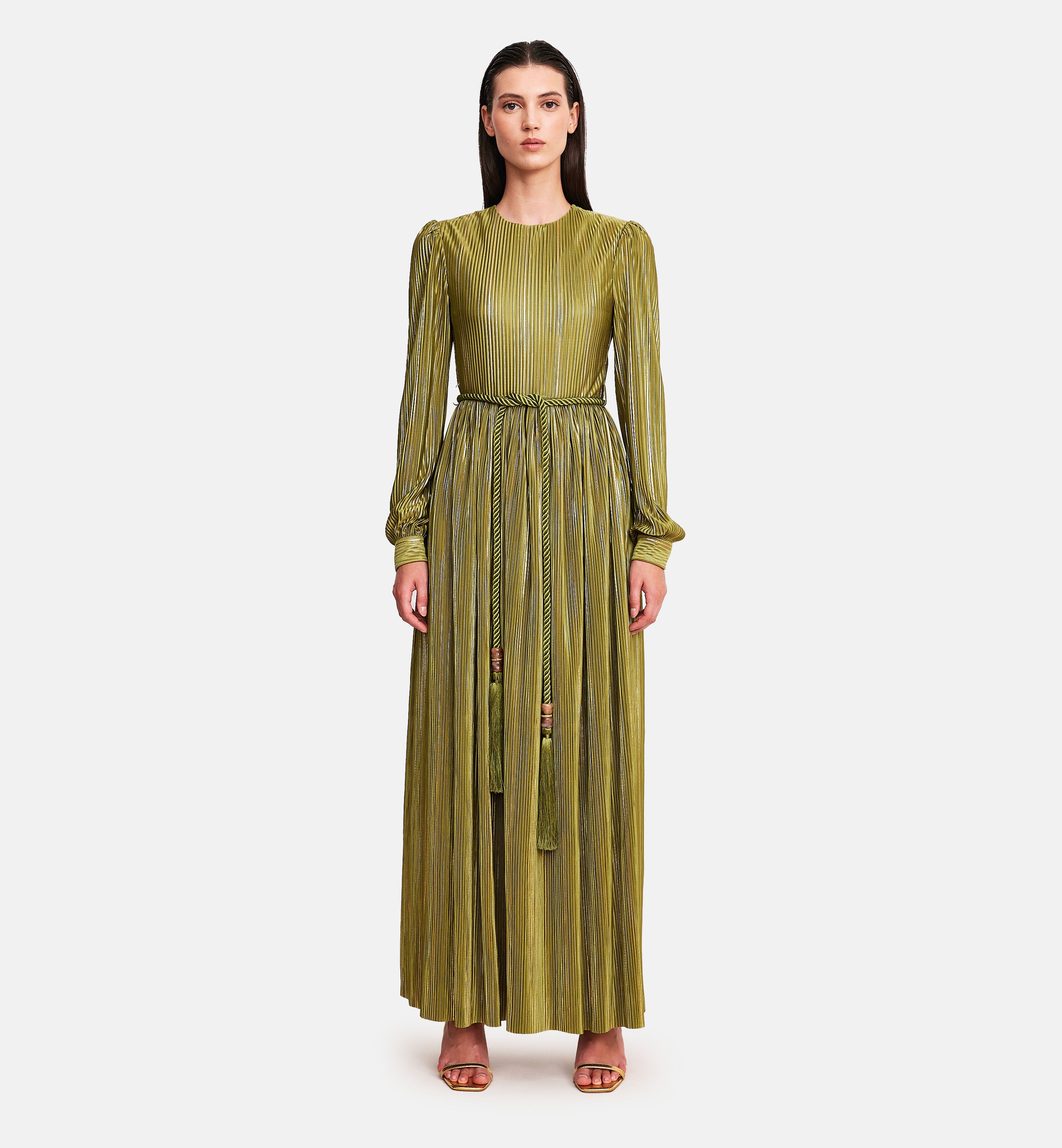 Fleece with Lurex Midi Dress in Green