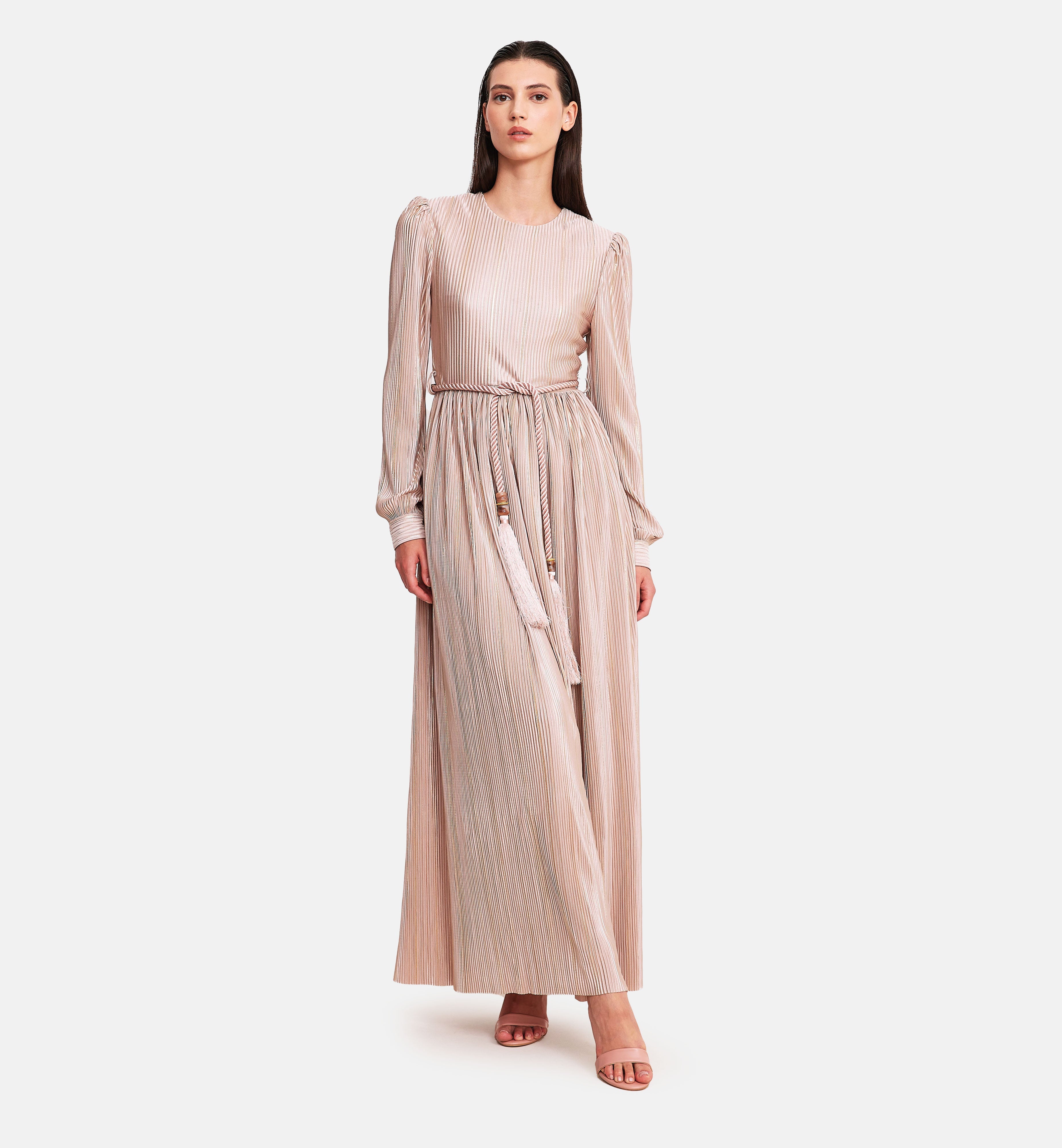 Fleece with Lurex Midi Dress in Powder