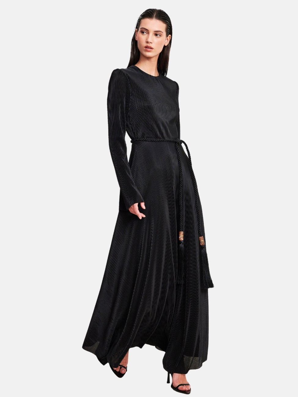 Fleece Midi Dress in Black