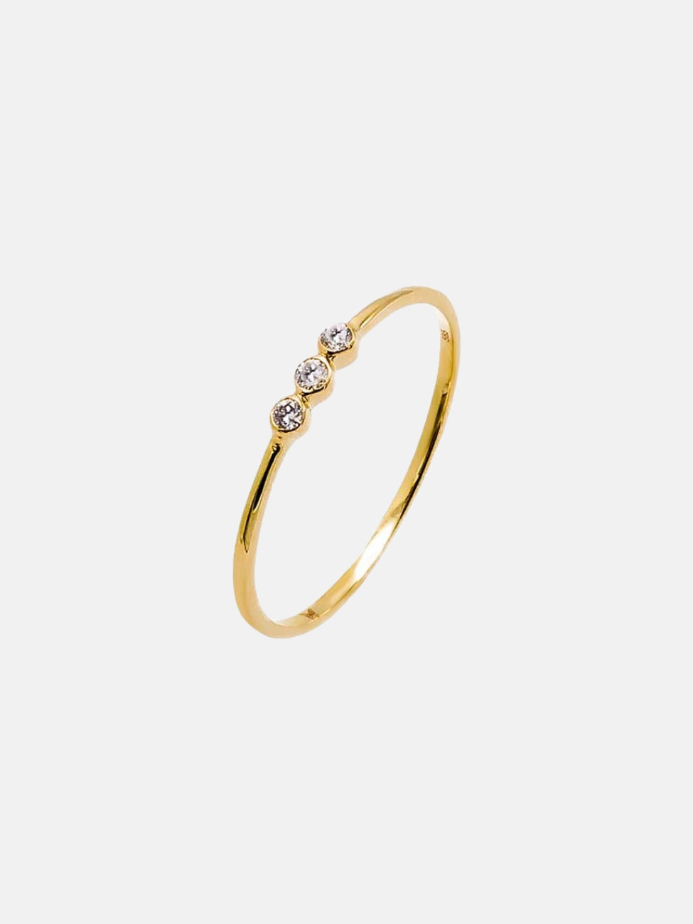 Diamond Triple Bezel Dainty Ring 14K