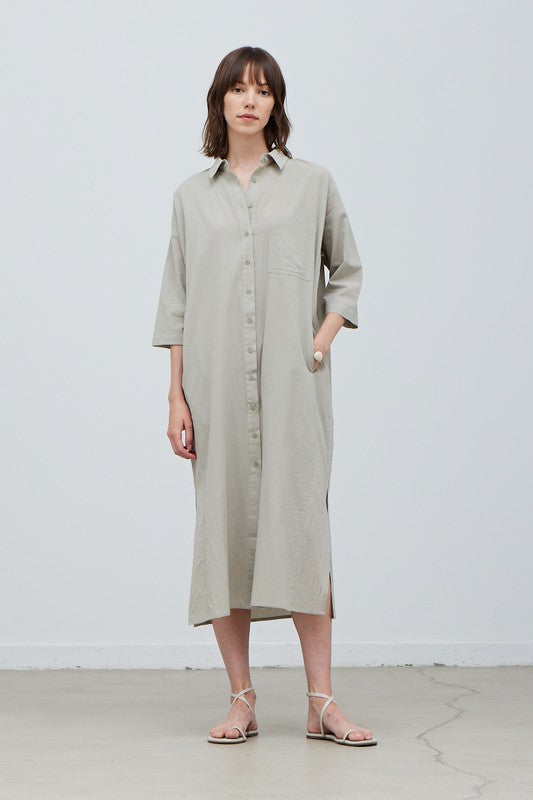 Breeze Button Down Shirt Dress