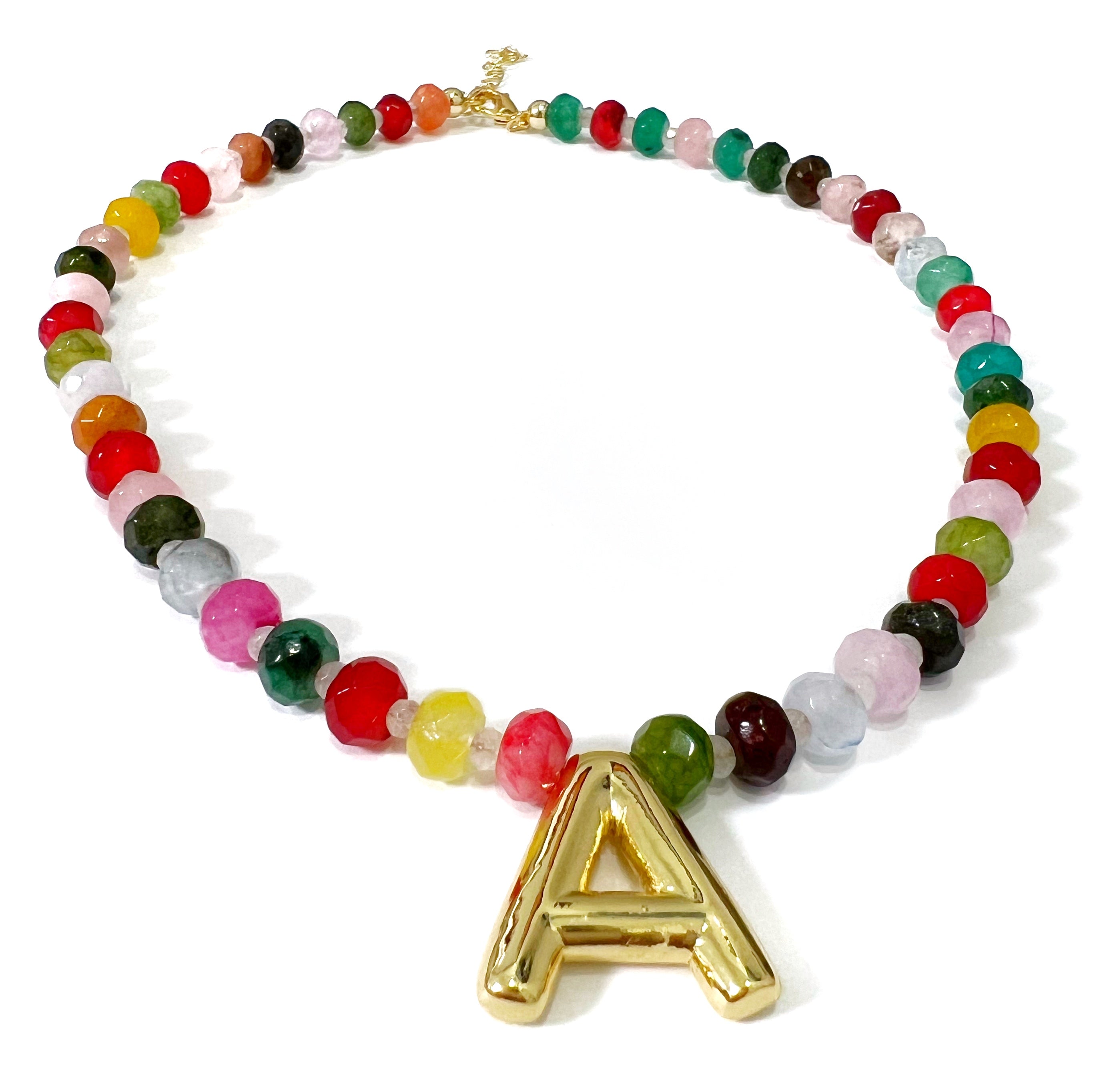 Bubble Large Initial Stone Necklace