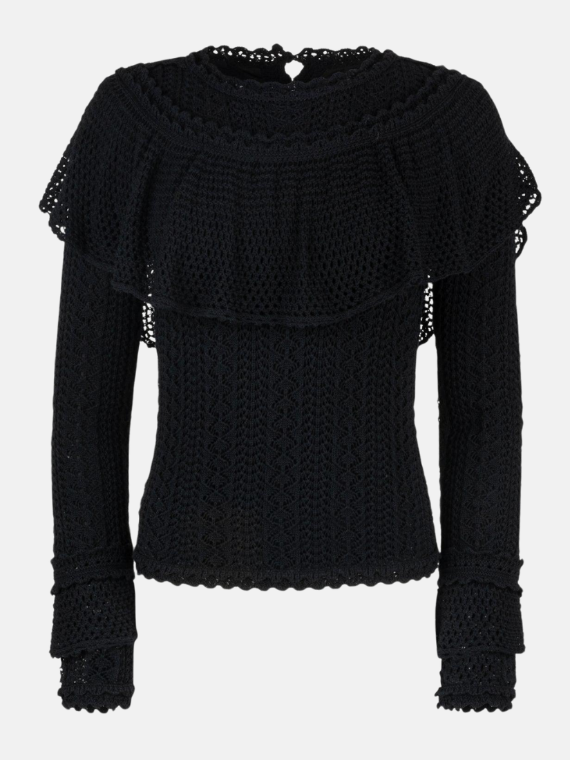 Ruffle Pointelle Sweater