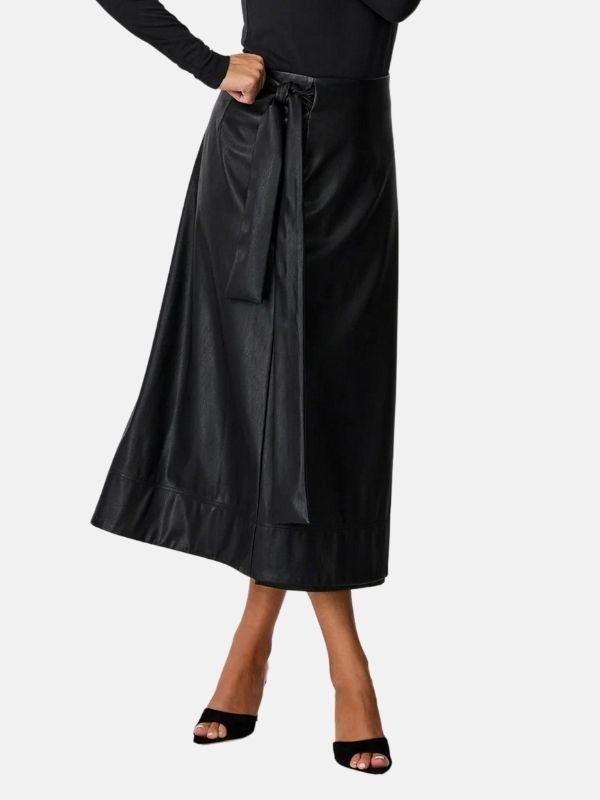 Beatrice Vegan Leather  Wrap Skirt