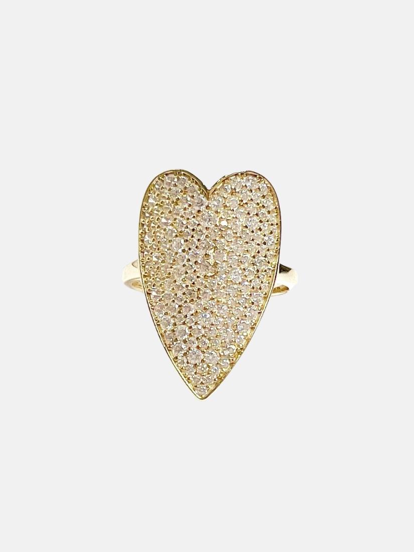 Long Pave Heart Ring