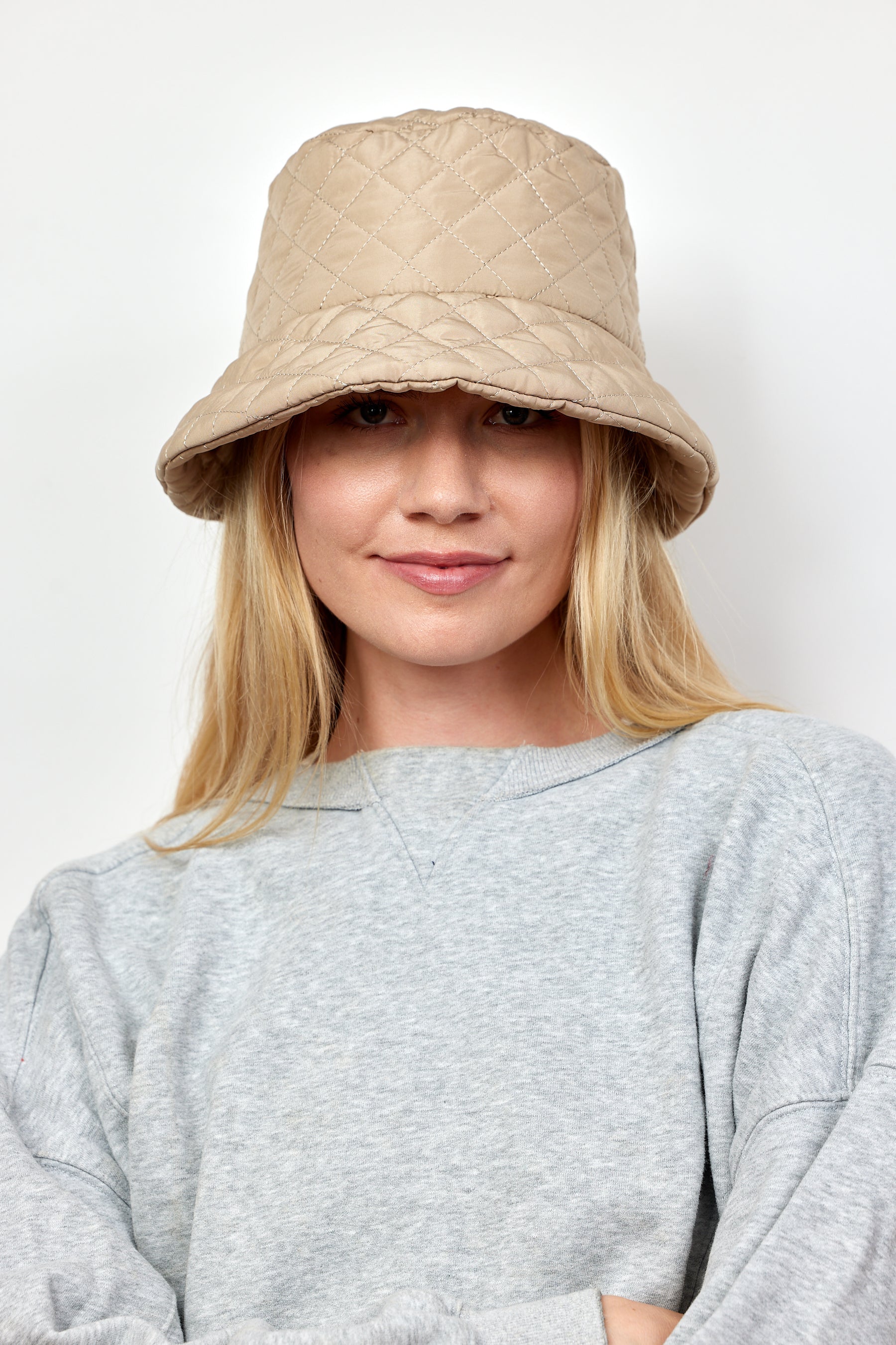 Modern Quilted Bucket- Camel