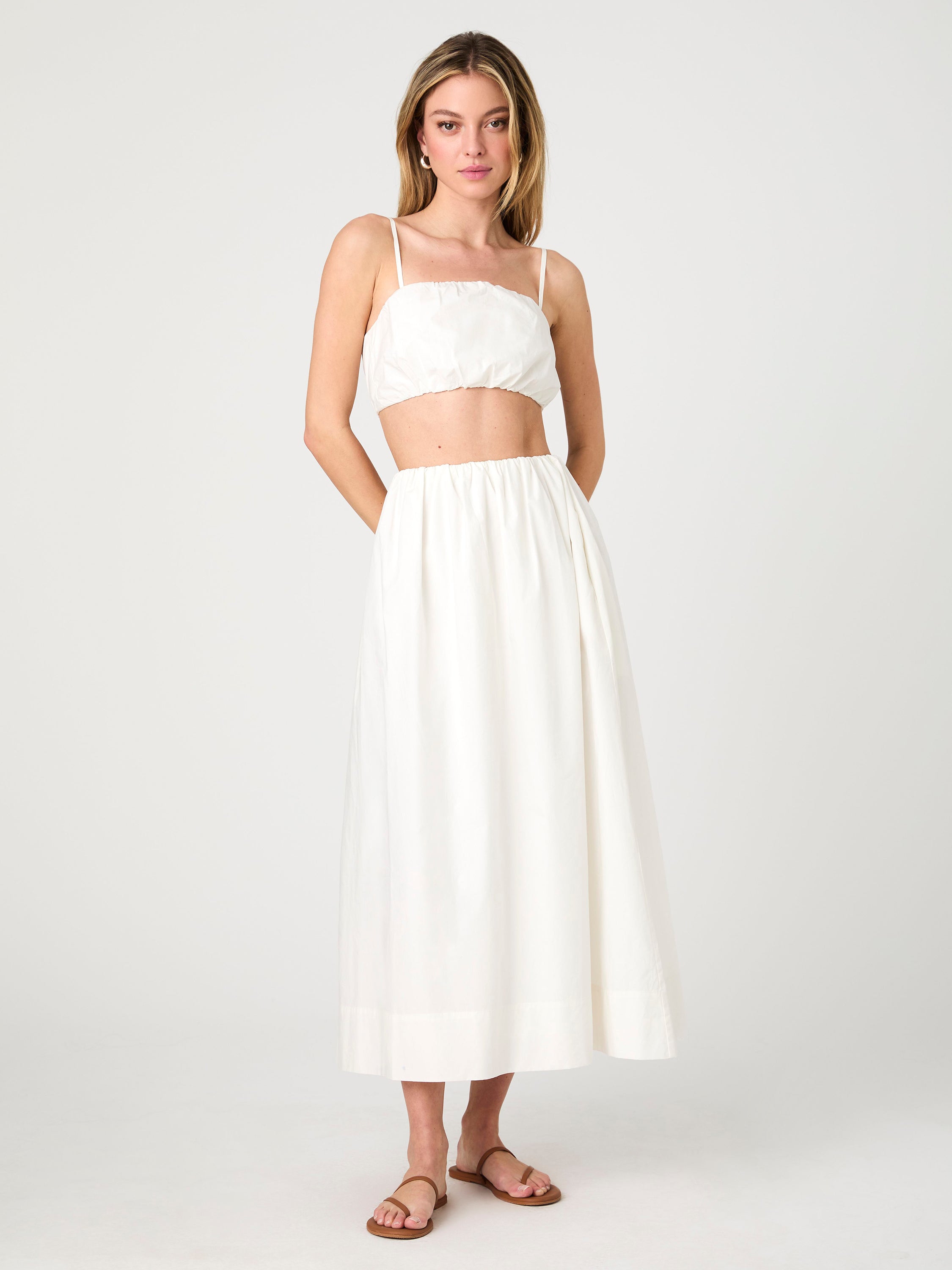 Nomi Cotton Ruched Midi Skirt