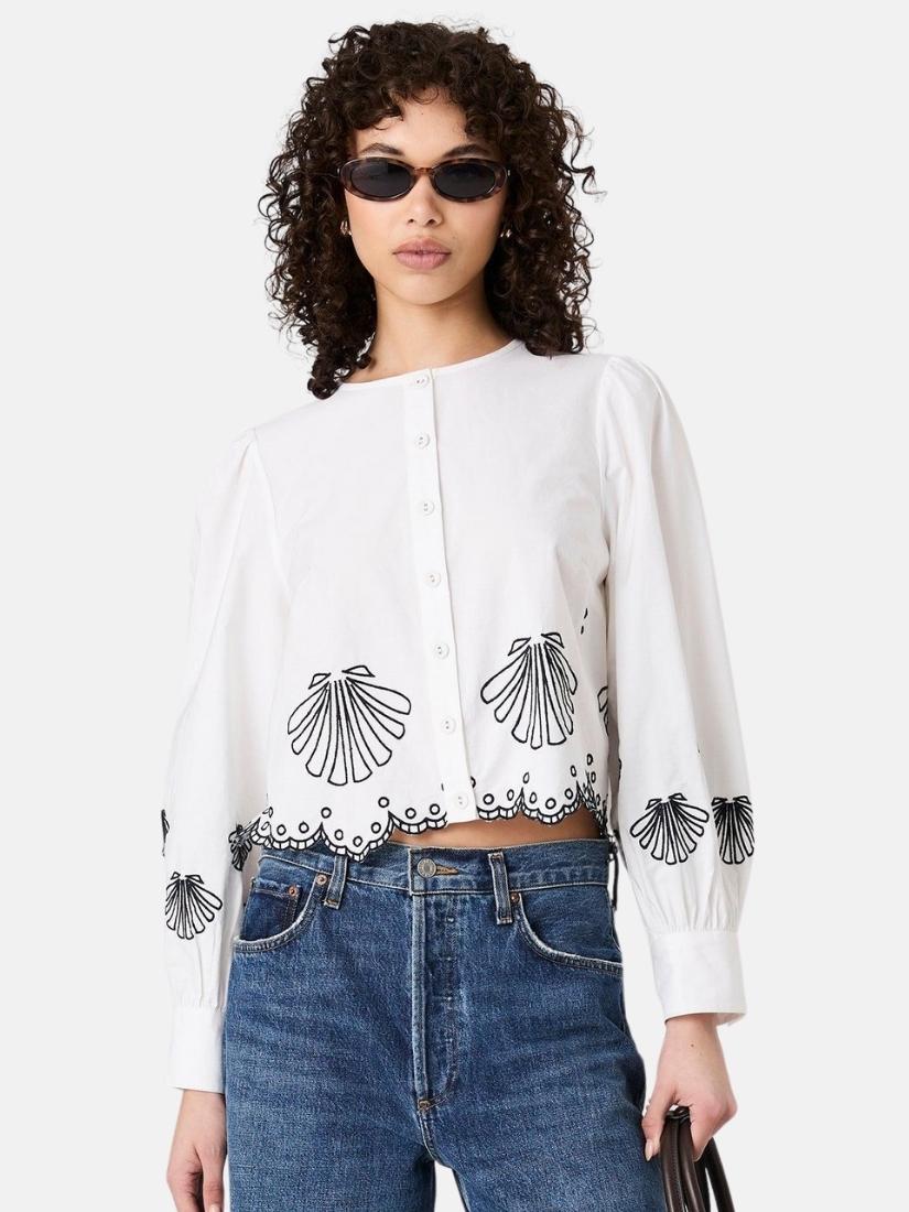 Cambria Embroidered Long Sleeve Top