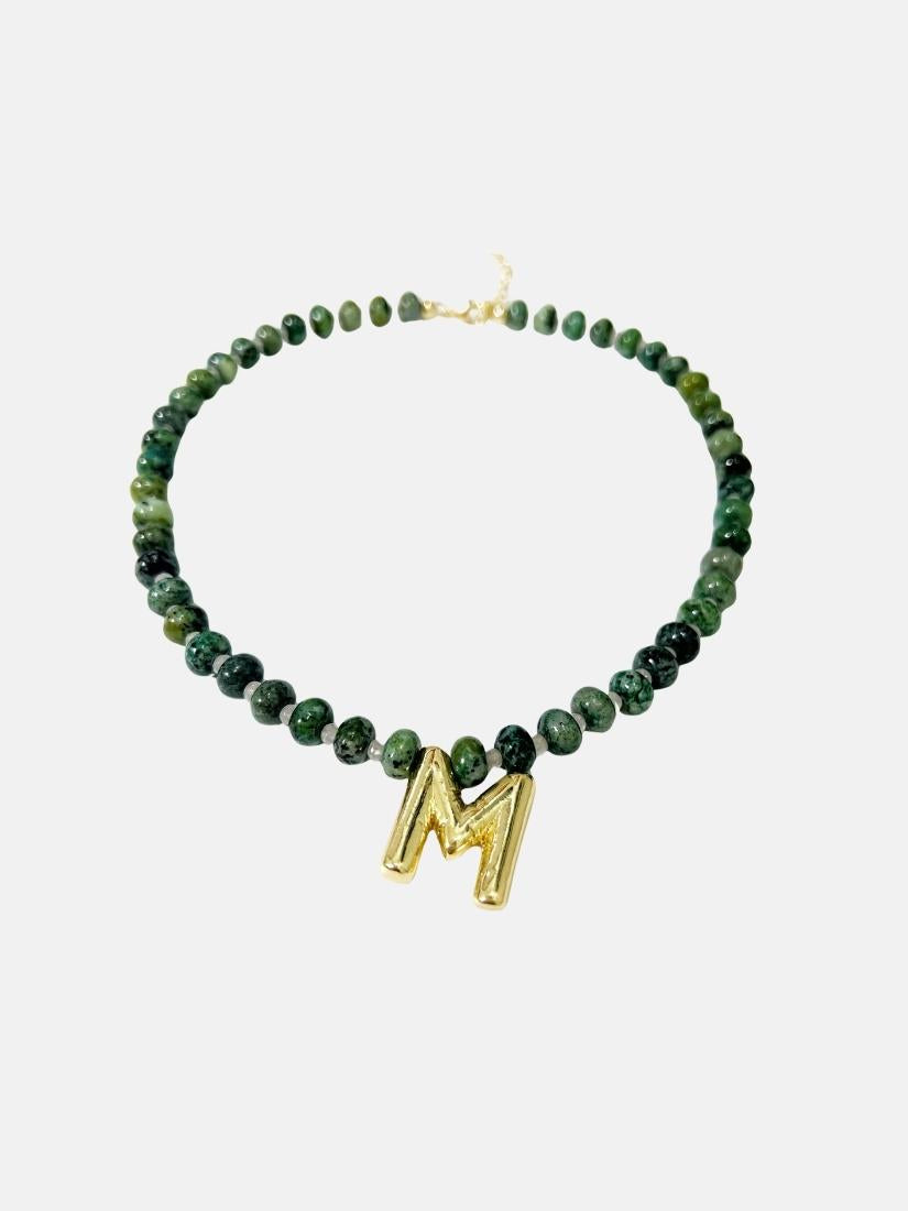 Bubble Large Initial Stone Necklace