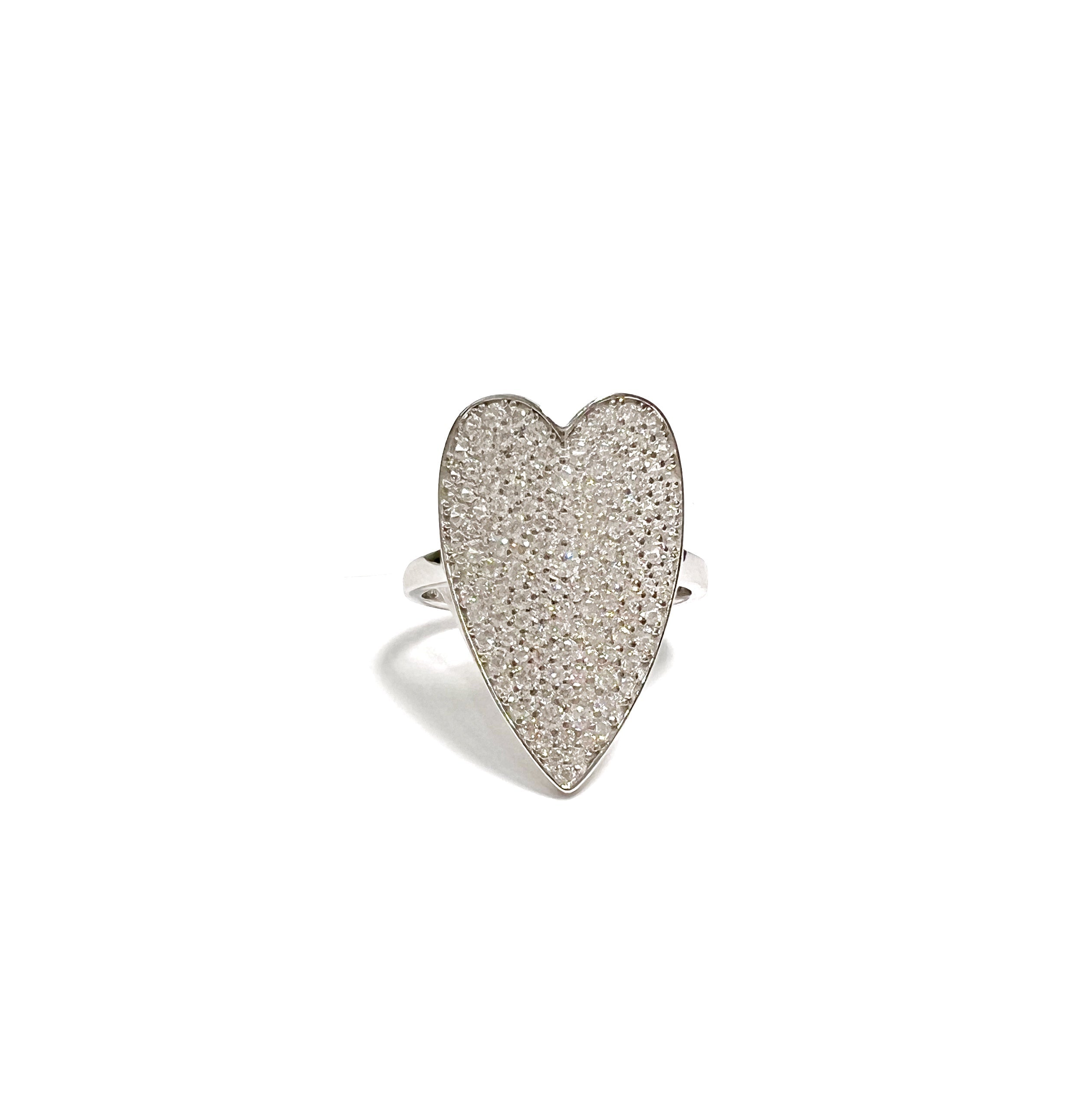 Long Pave Heart Ring