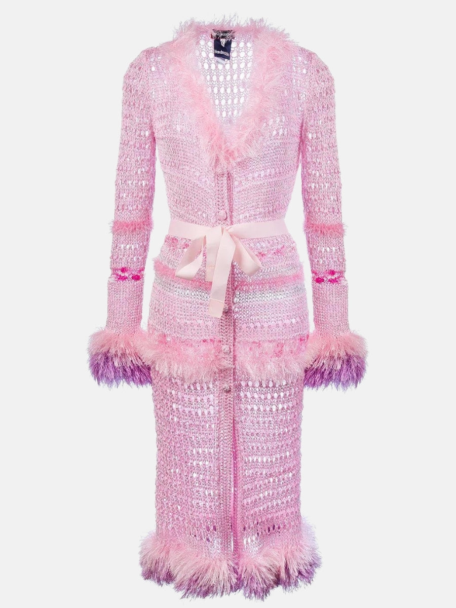 Monroe Pink Handmade Knit Cardigan-Dress