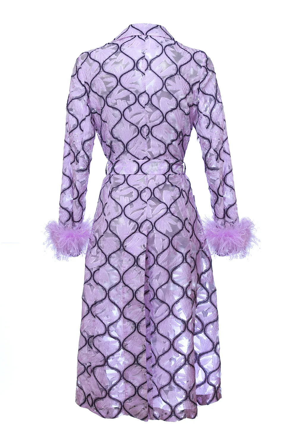 Lavender Coat № 23 With Detachable Feathers Cuffs