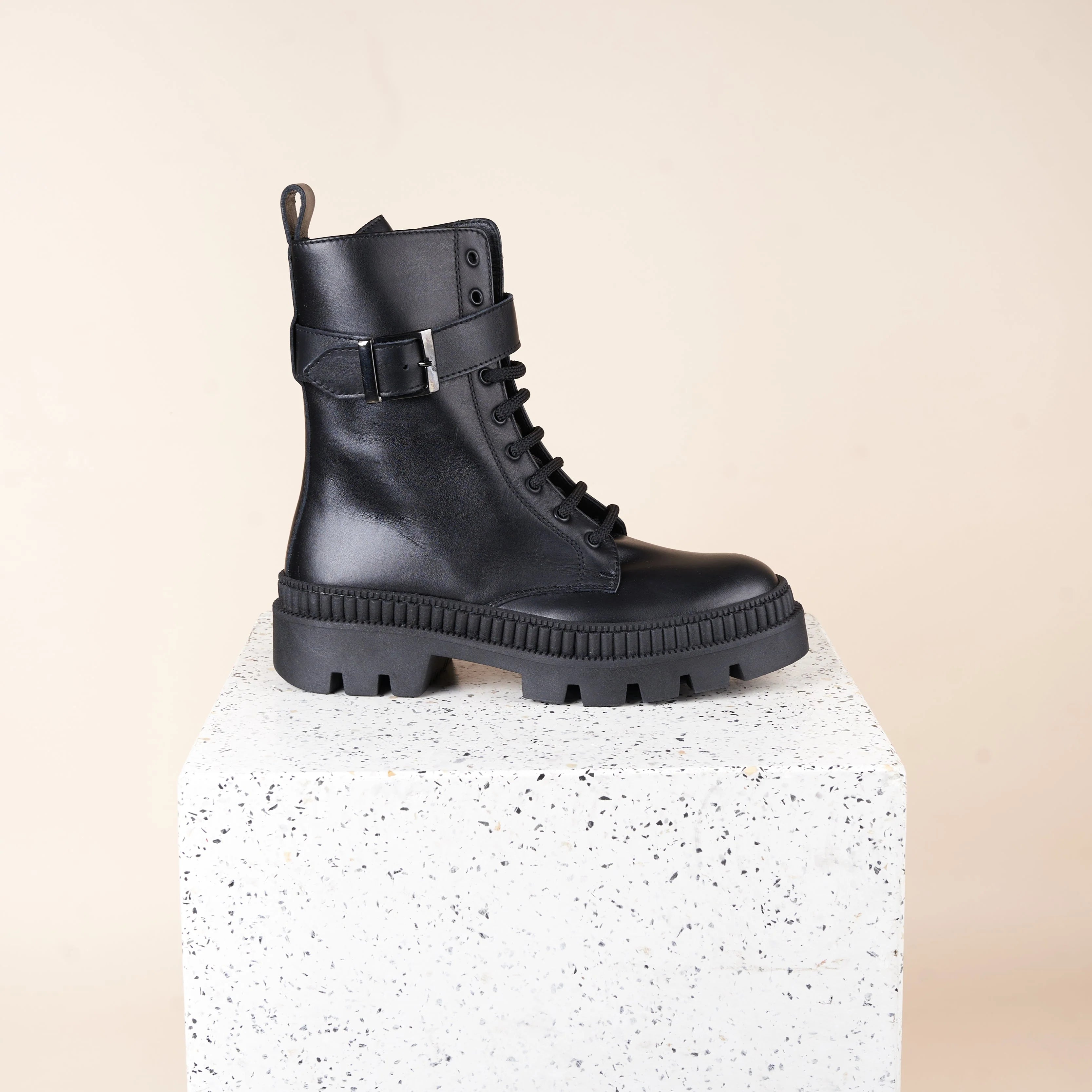 Atina Boots in Black Leather