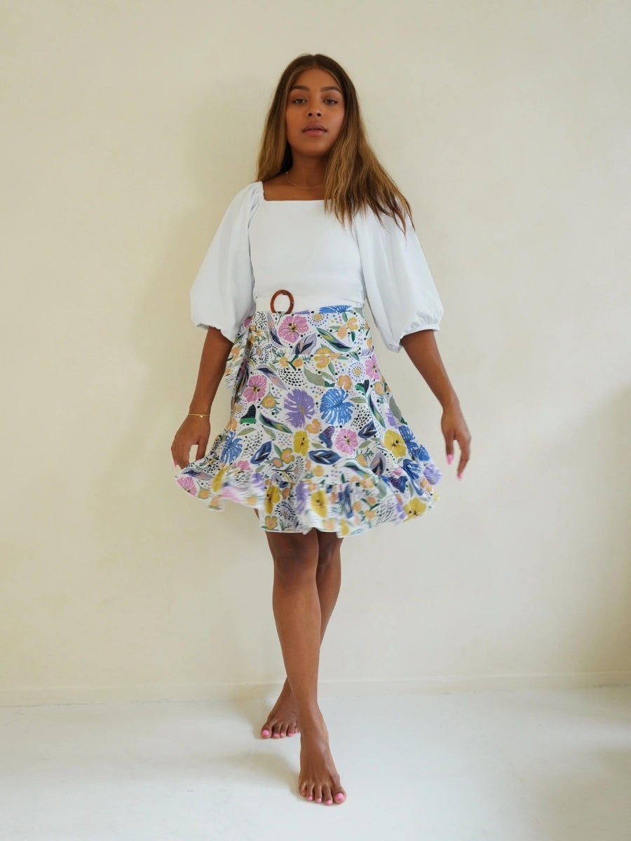 Saira Swim Skirt in Floral