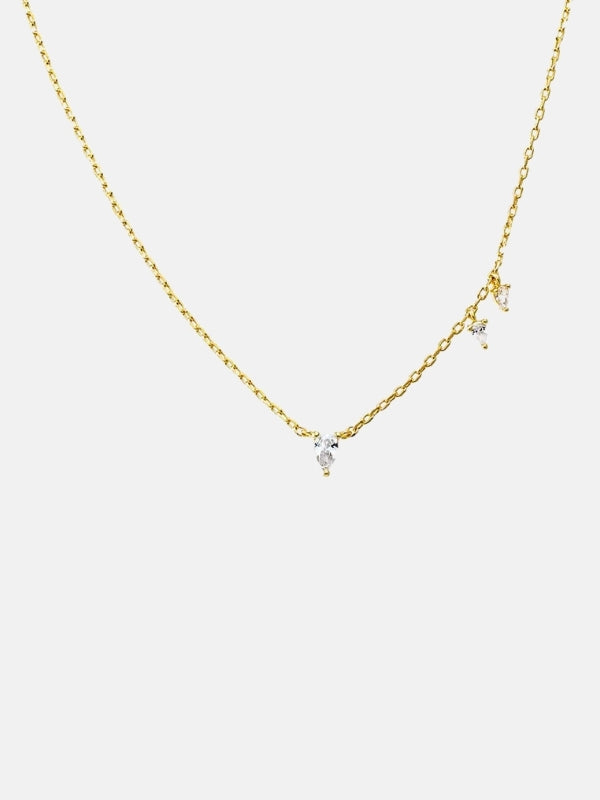 CZ Multi Teardrop Shaker Charm Necklace