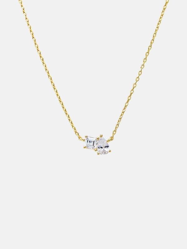 CZ Princess Cut X Baguette Pendant Necklace