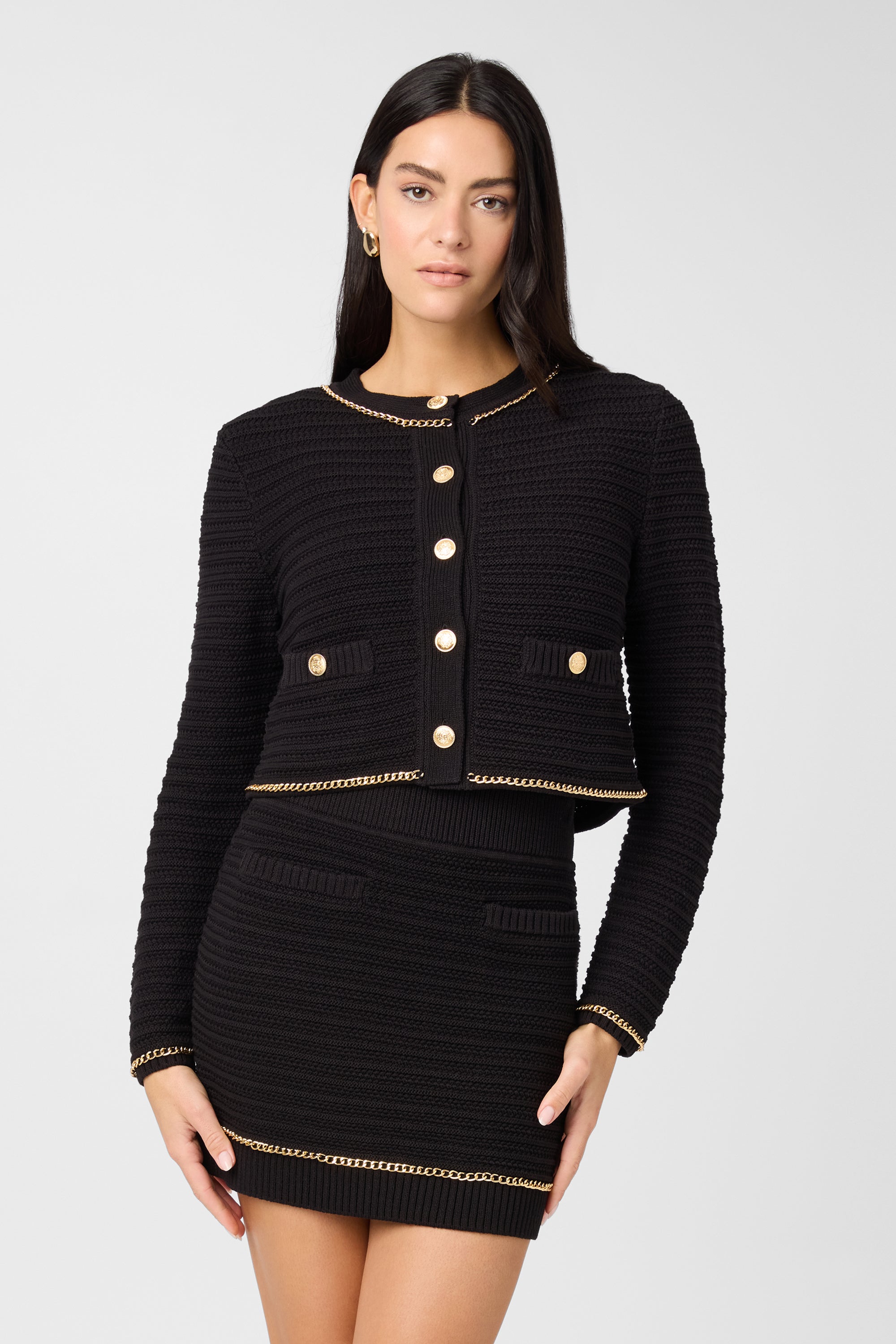 Cecilia Cropped Textured Knit Jacket