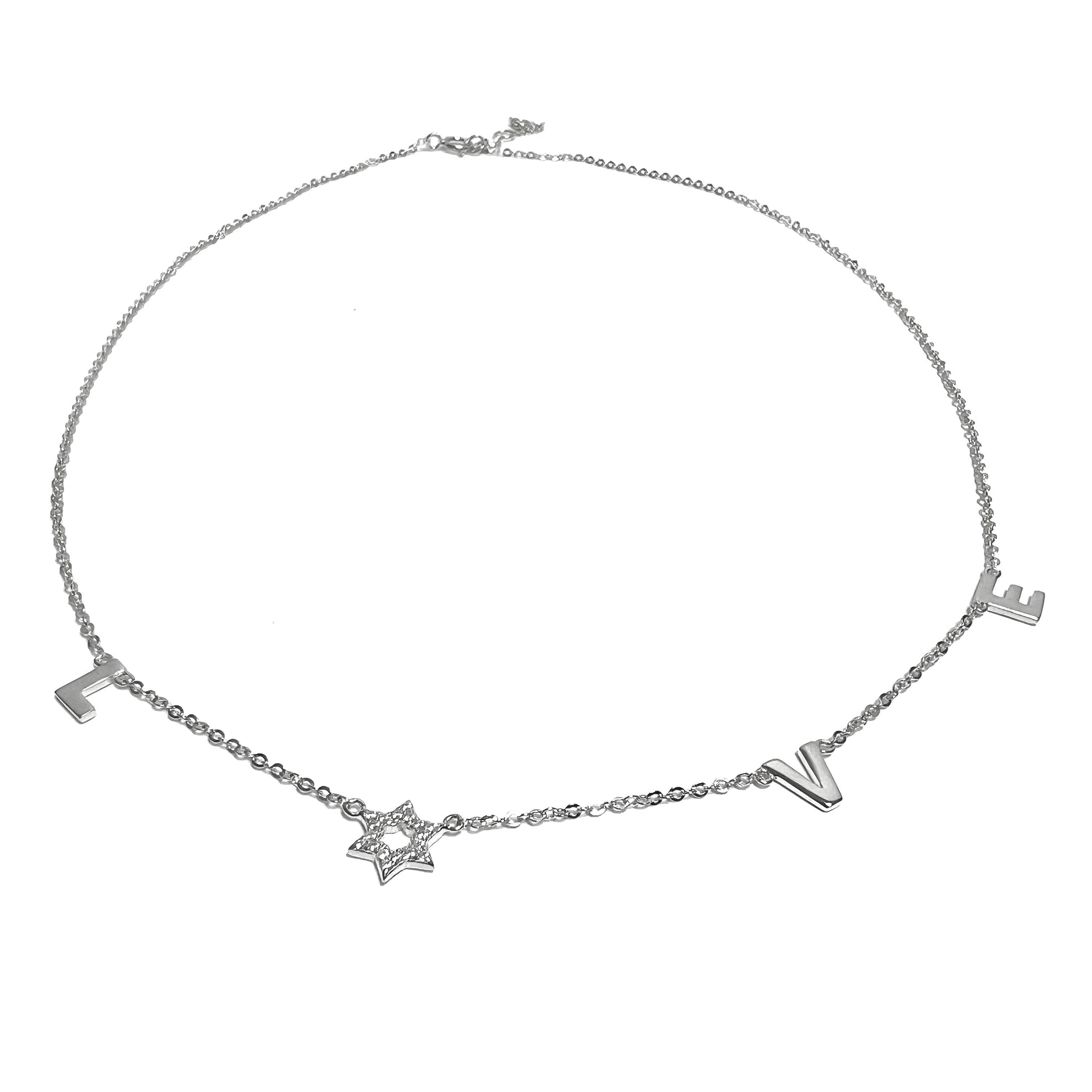 Flat Spaced David Star Love Necklace