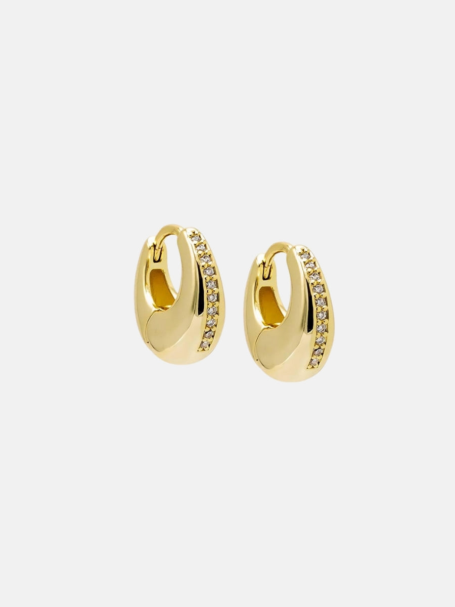 Pave Lined Graduated Huggie Earring
