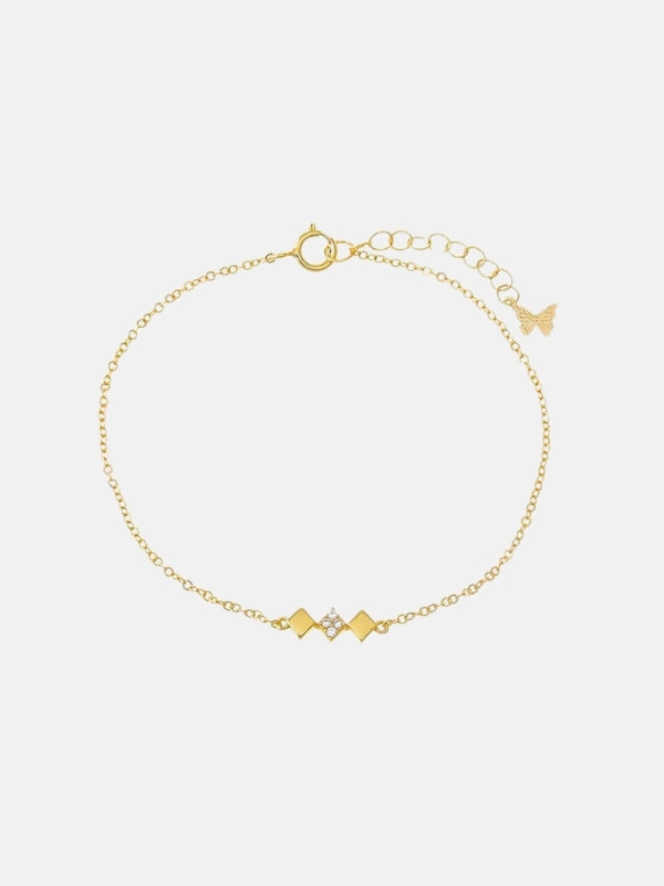 Solid/Pave Triple Diamond Shape Bar Bracelet