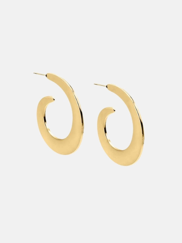 Solid Wide Swirl Open Hoop Stud Earring