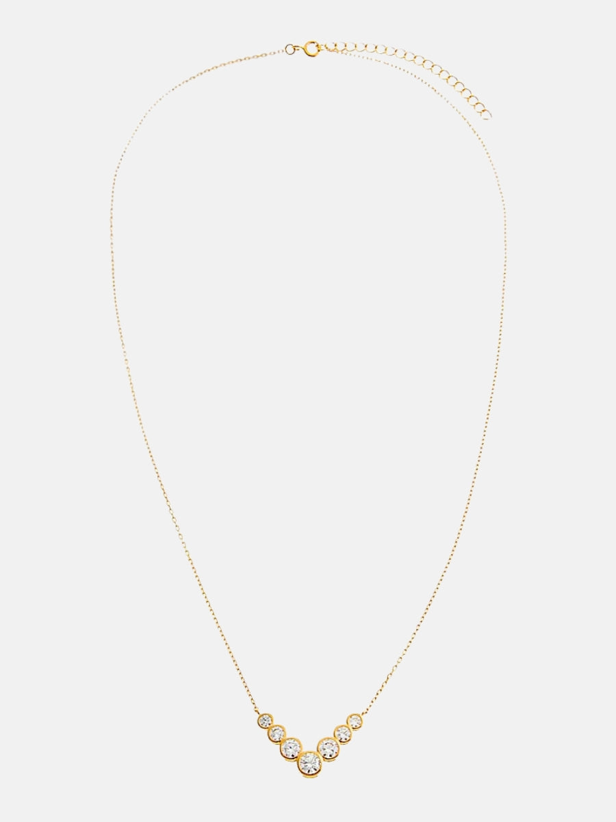 CZ Bezel V Shape Pendant Necklace