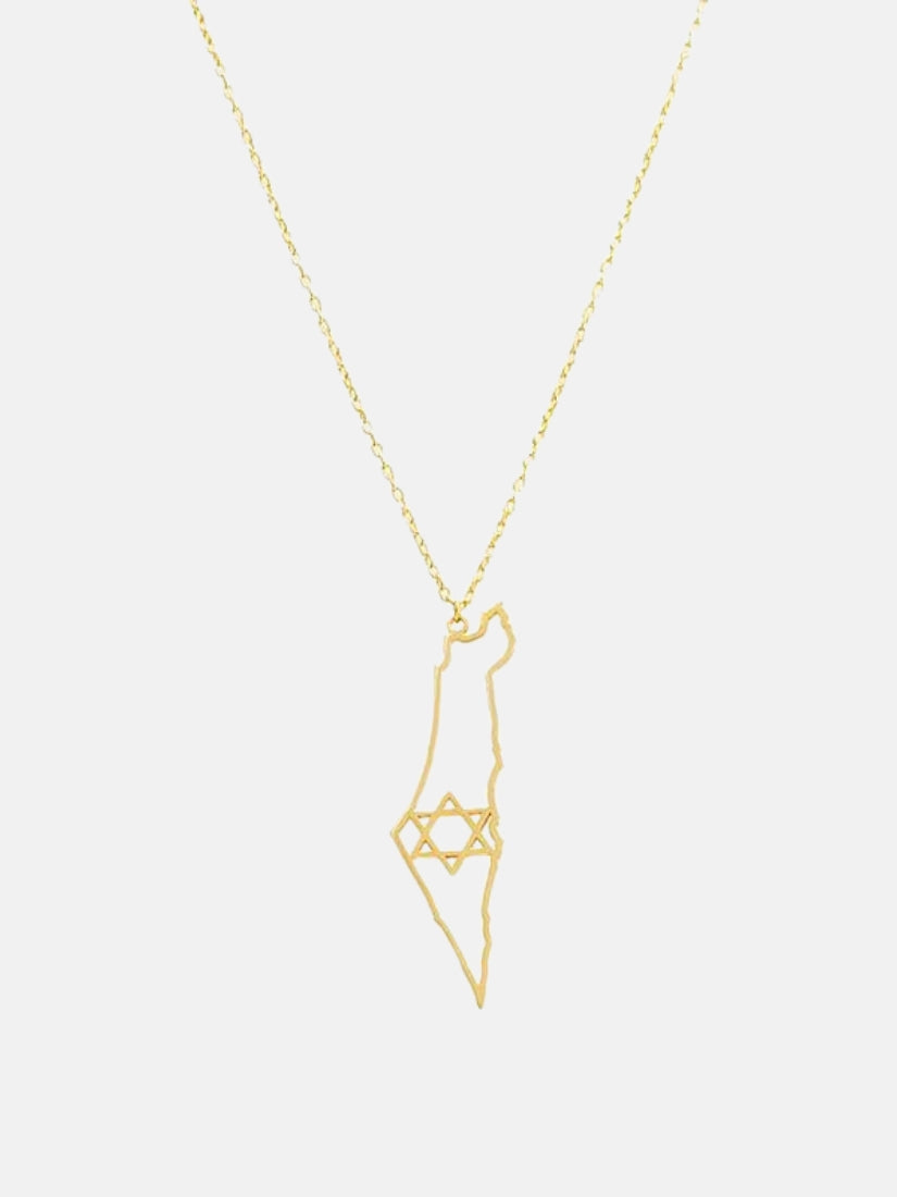 Cutout Star Of David Map Of Israel Necklace