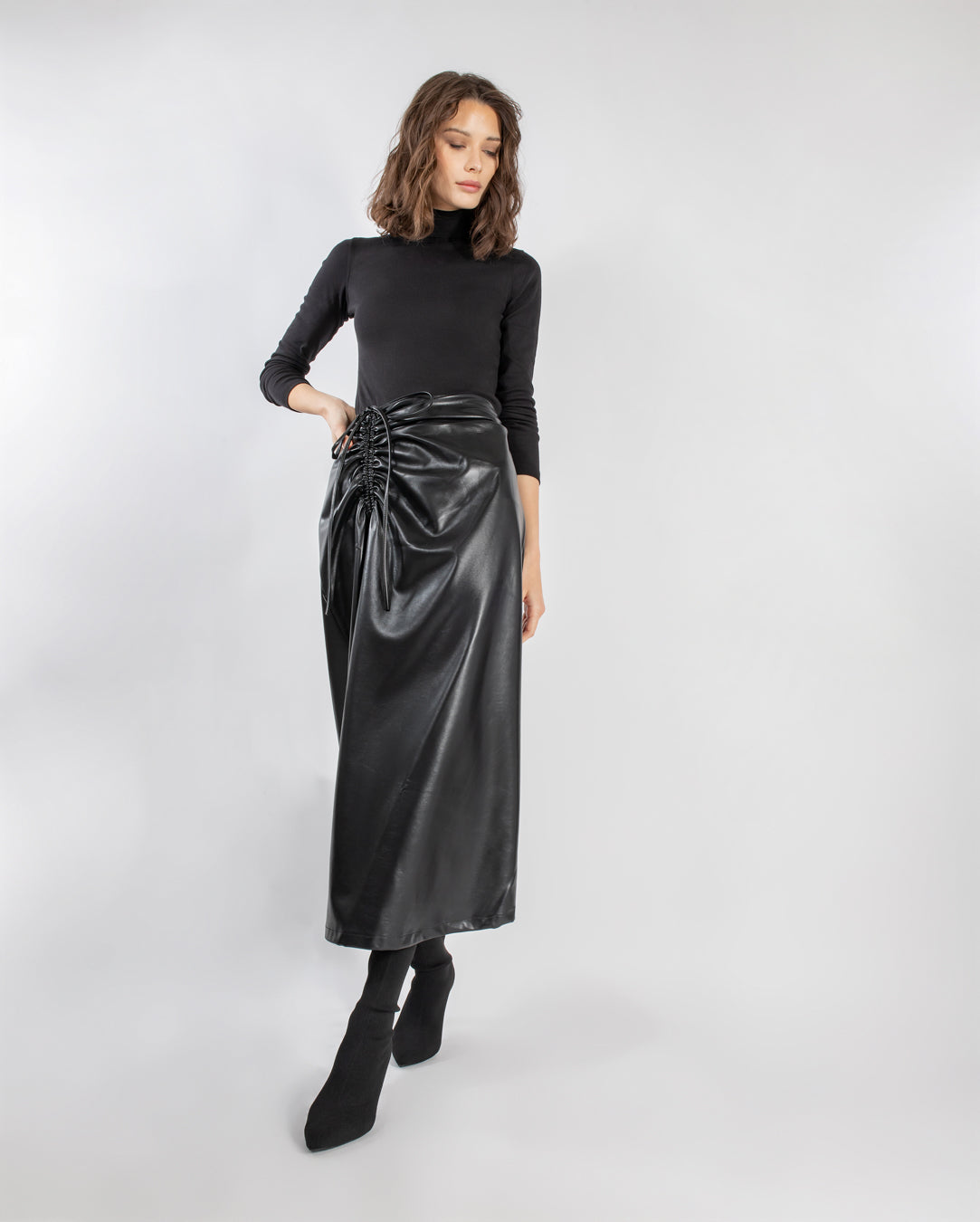 Leather Drawstring Skirt