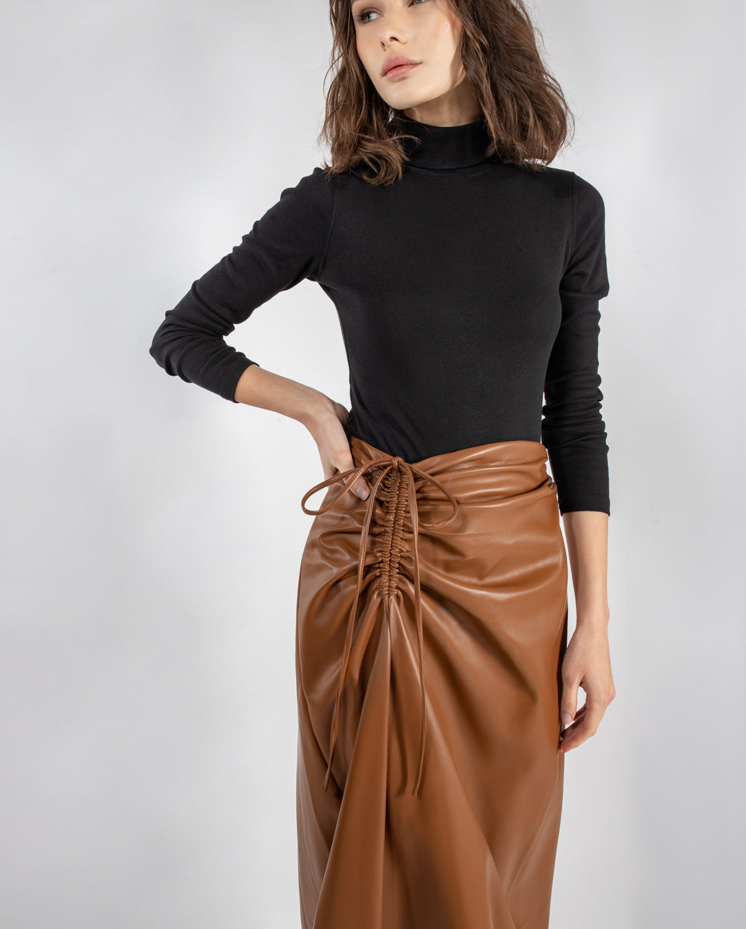 Leather Drawstring Skirt