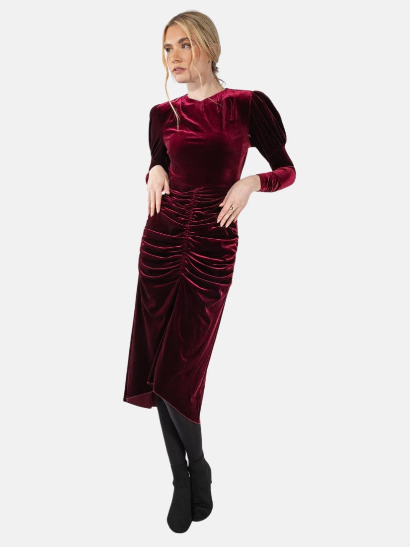 Velvet Ruched Front Dress