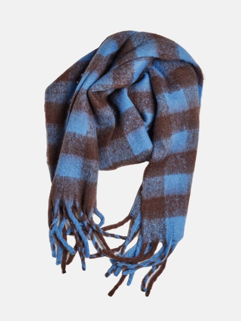 Elle Plaid Scarf in Brown/Blue Combo