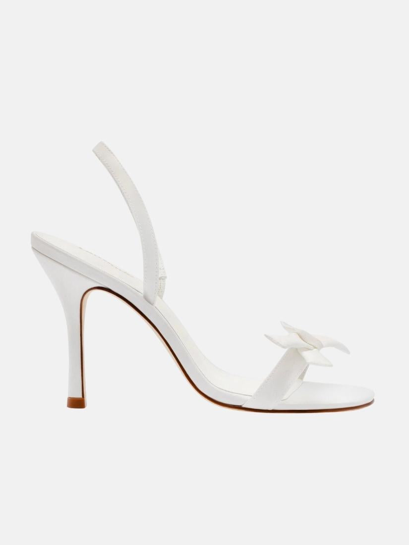 Larroudé x Markarian Bridal Sandal In White Satin
