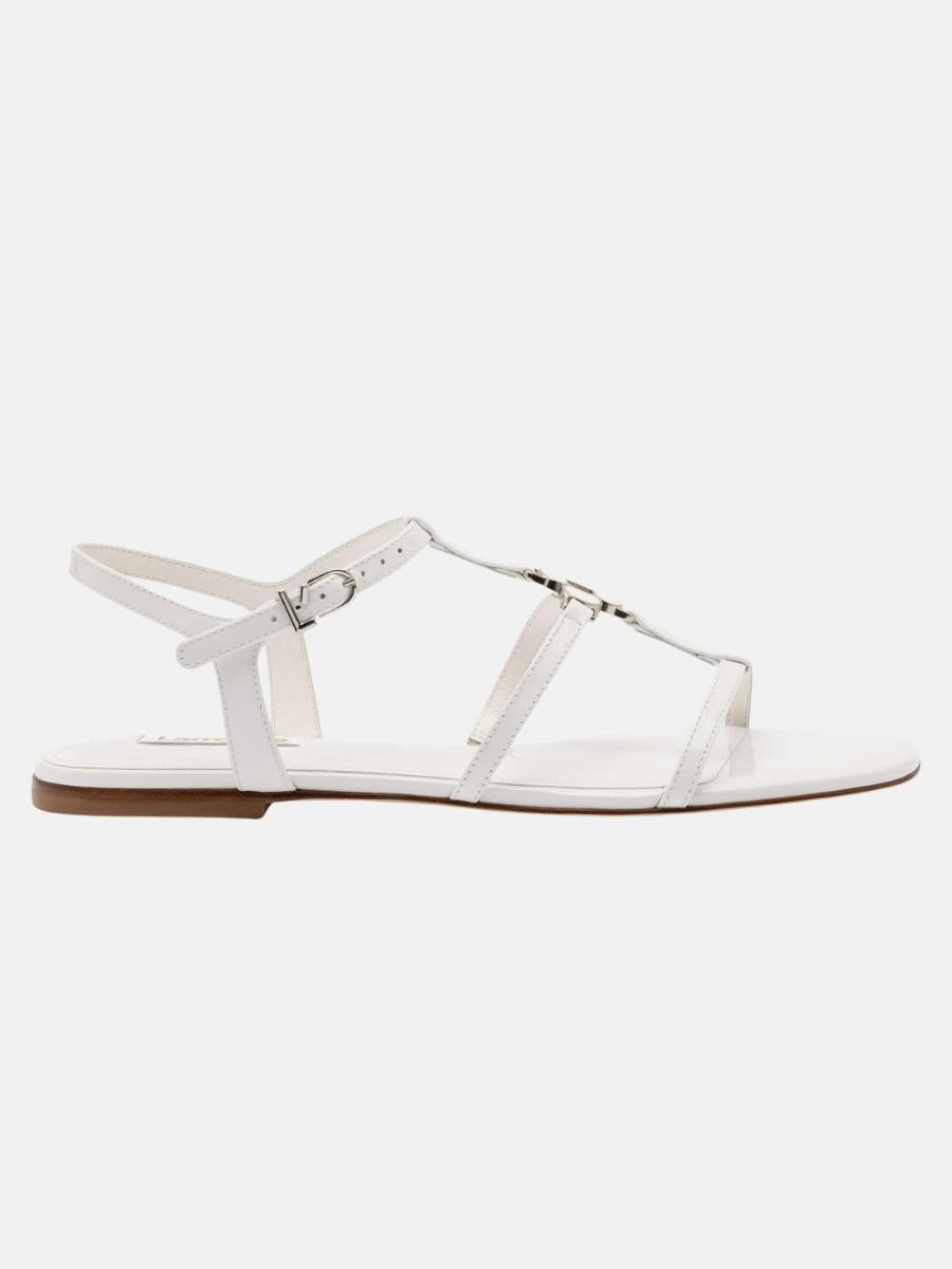 Hana Flat In White Patent Leather