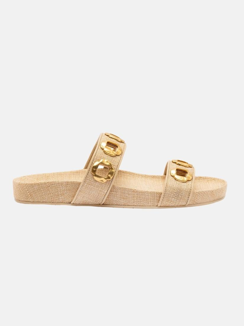 Milan Slide In Beige Raffia
