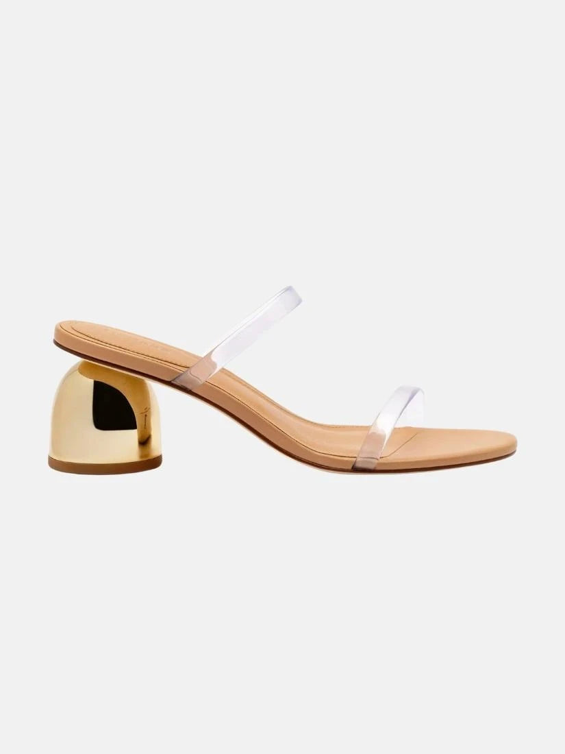 Dew Drop Mule In Tan Leather and Vinyl