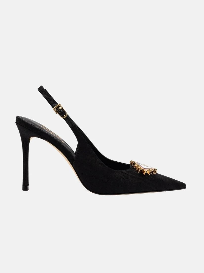Larroudé x Libertine Eye Pump Hi In Black Fabric