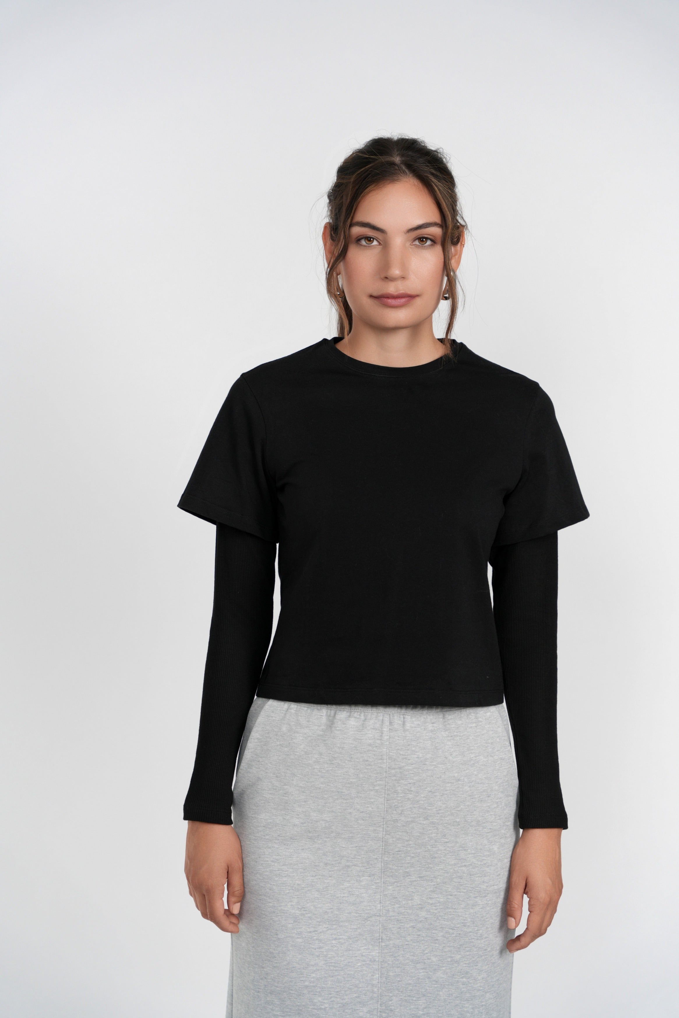 Sloane Waffle-Knit Detail Top