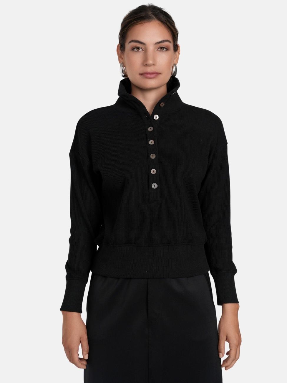 Sandy Waffle-Knit Henley Top