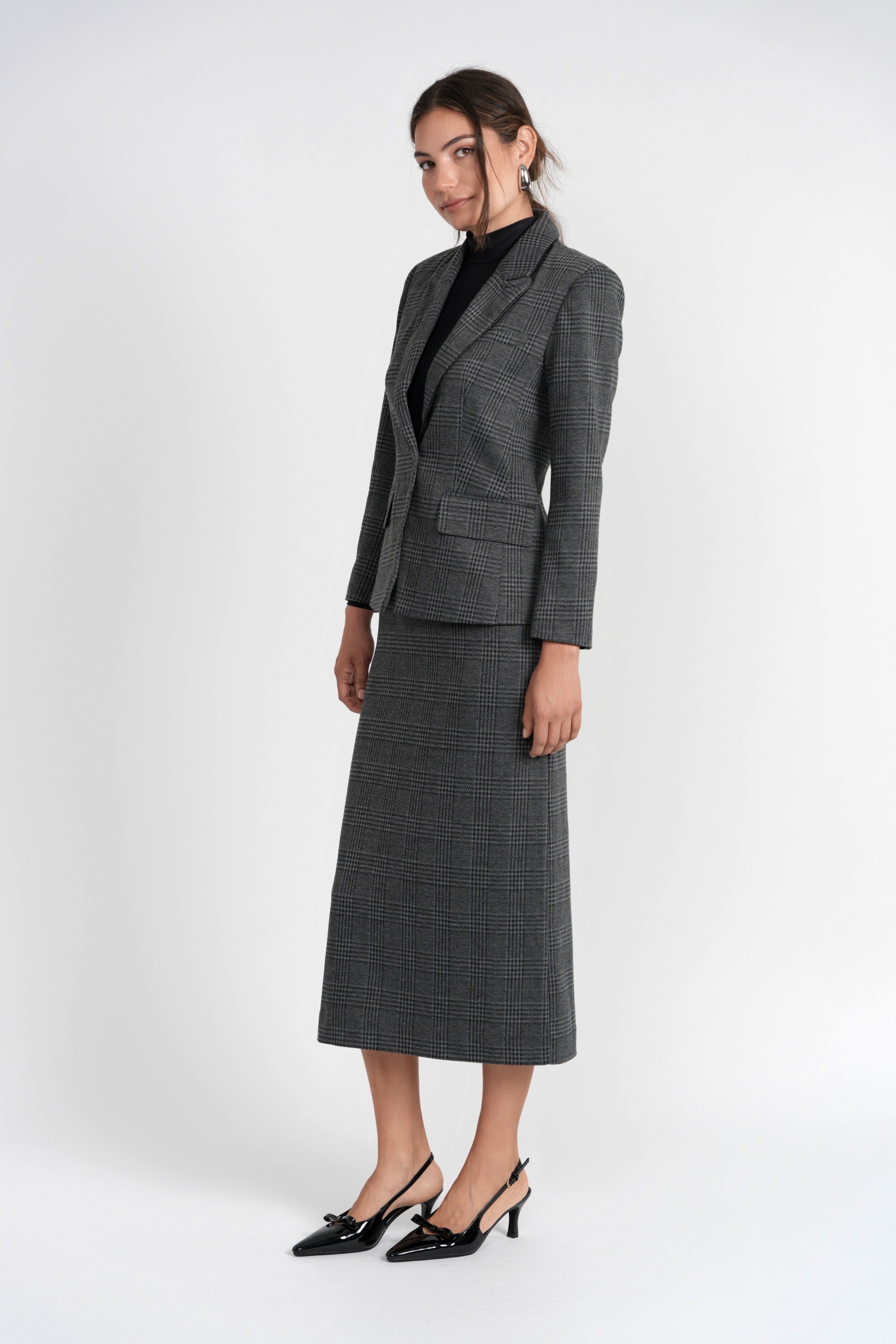 Valerie Houndstooth Blazer in Grey