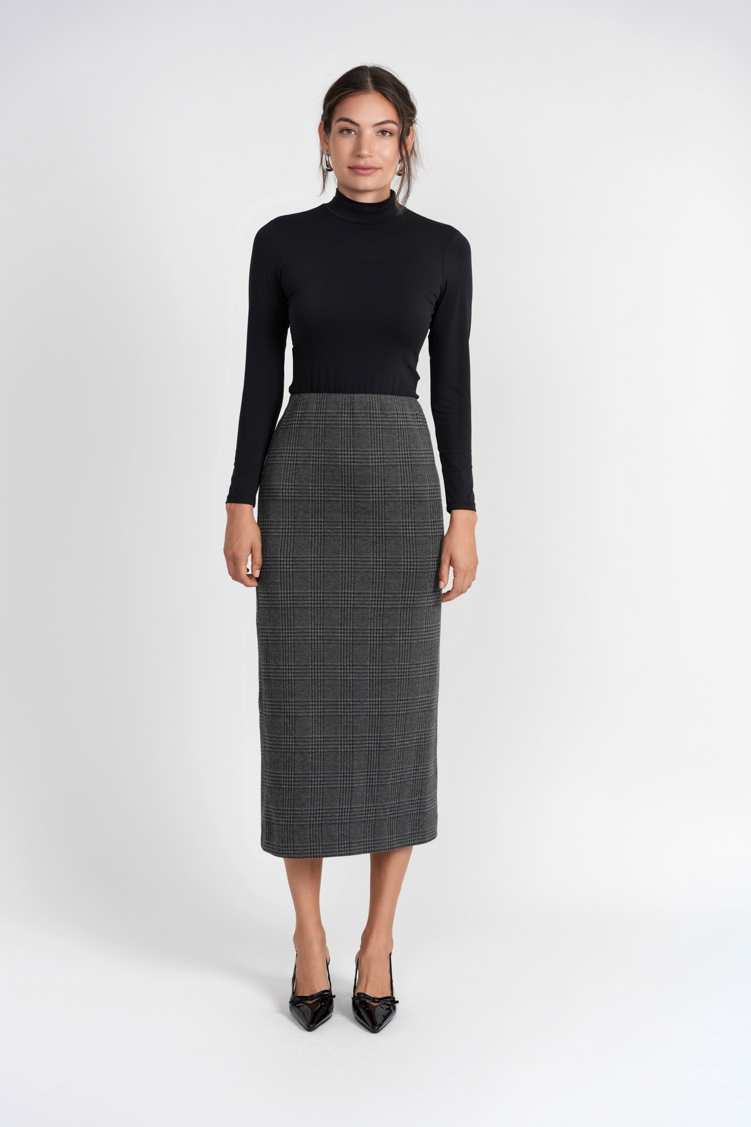 Valerie Houndstooth Maxi Skirt in Grey