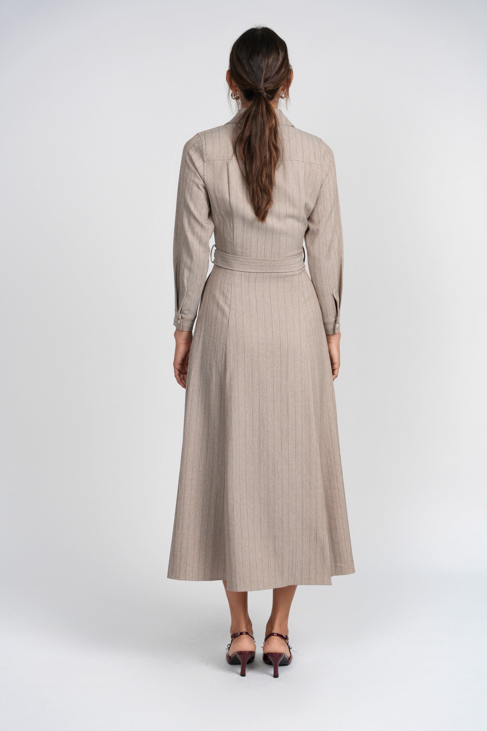 Hazel Draped Tie Waist Maxi Dress in Cream