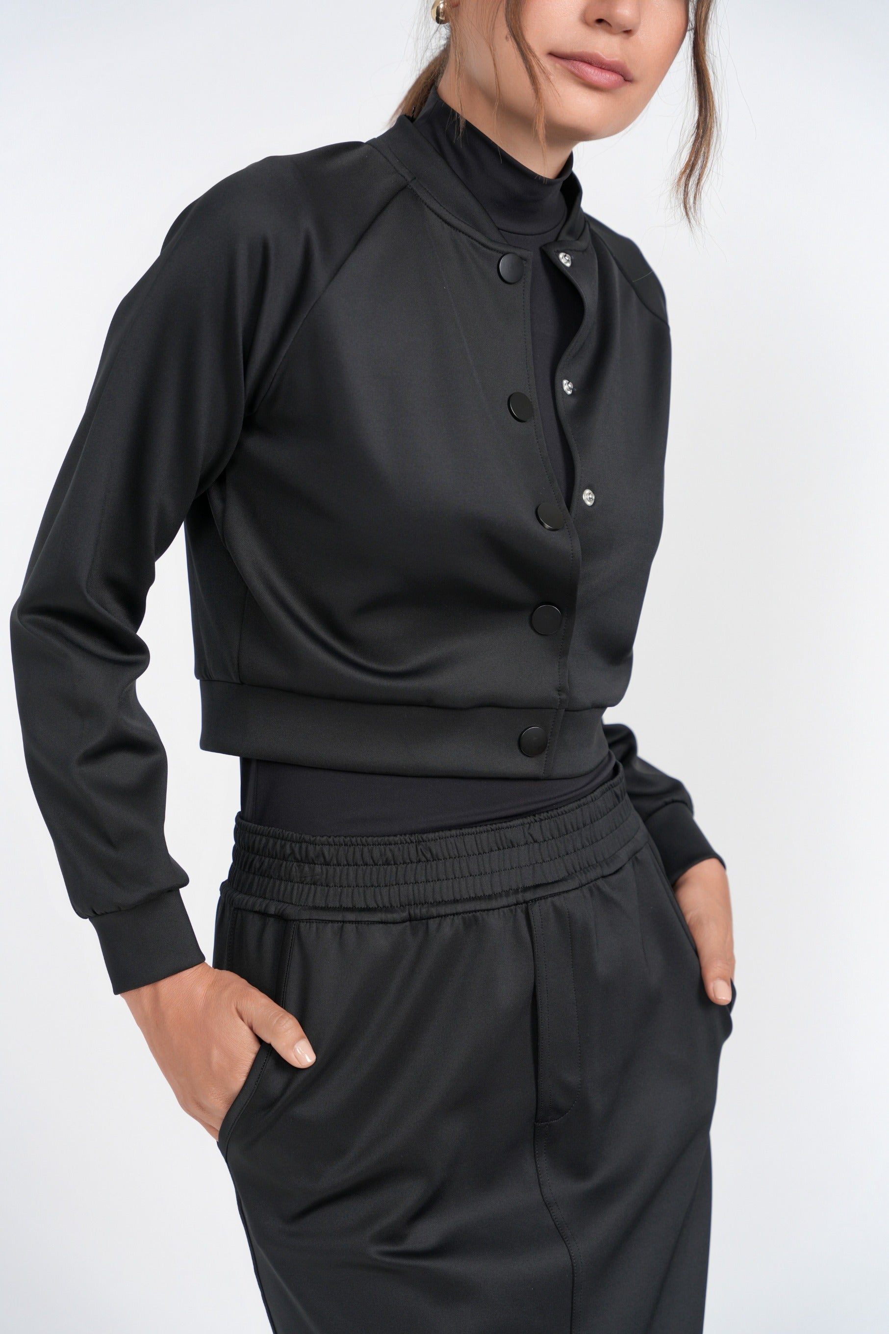 Raven Cropped Bomber Jacket