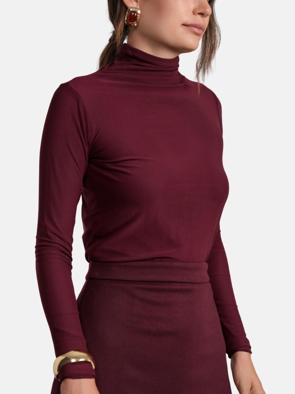 Yvette Mesh Mock Neck Top