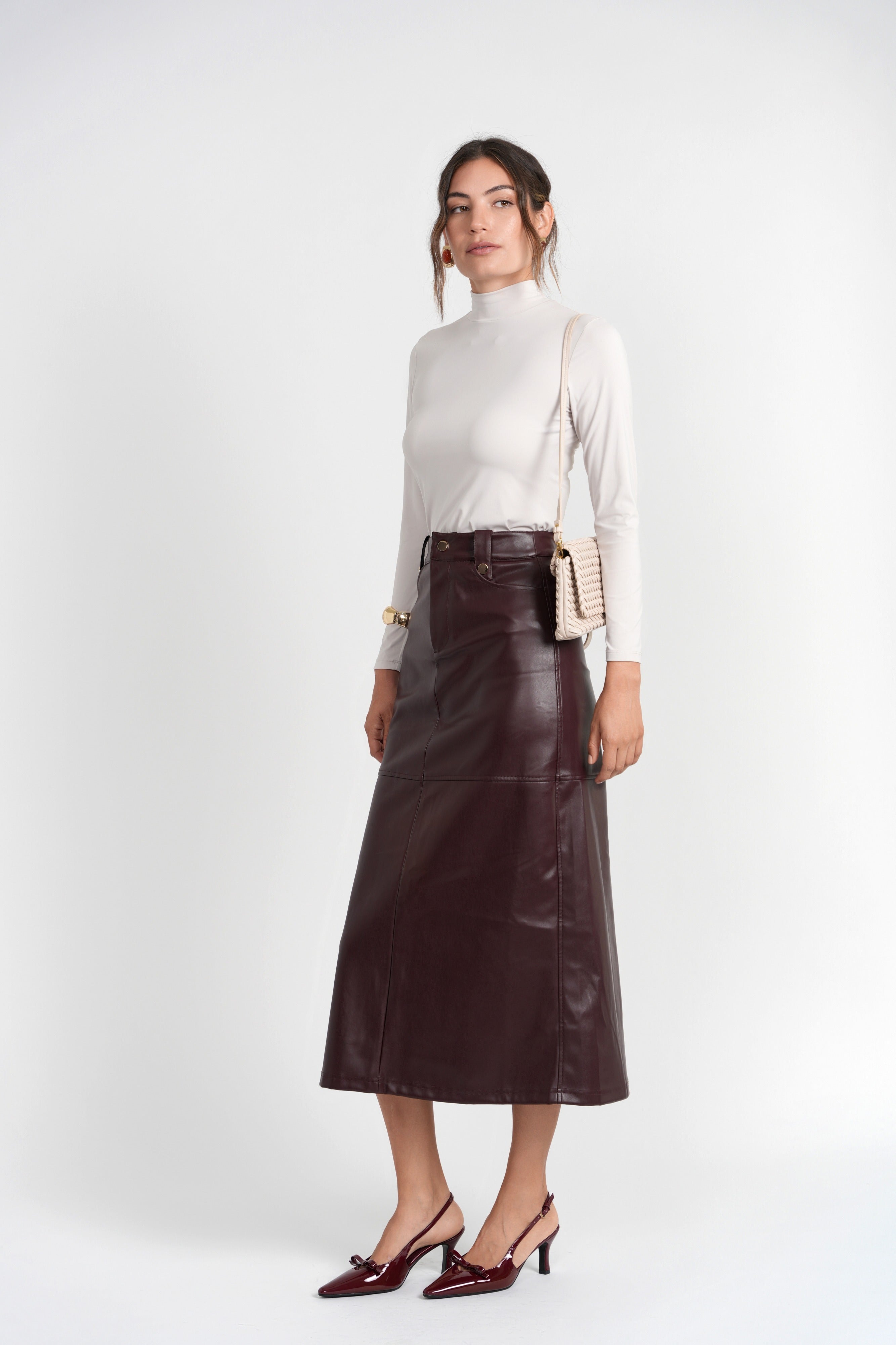 Tanya Vegan Leather A-Line Skirt