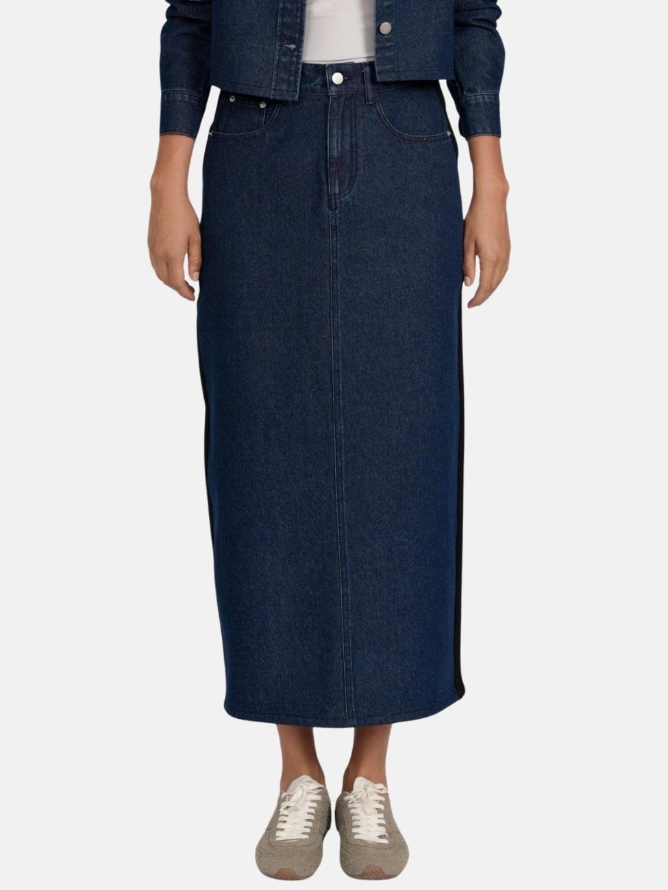Jessie Contrast Maxi Skirt in Black