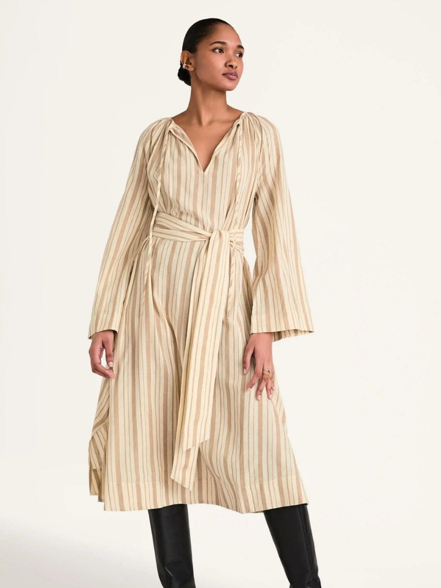 Ami Dress in Driftwood Yarn Dyed Stripe
