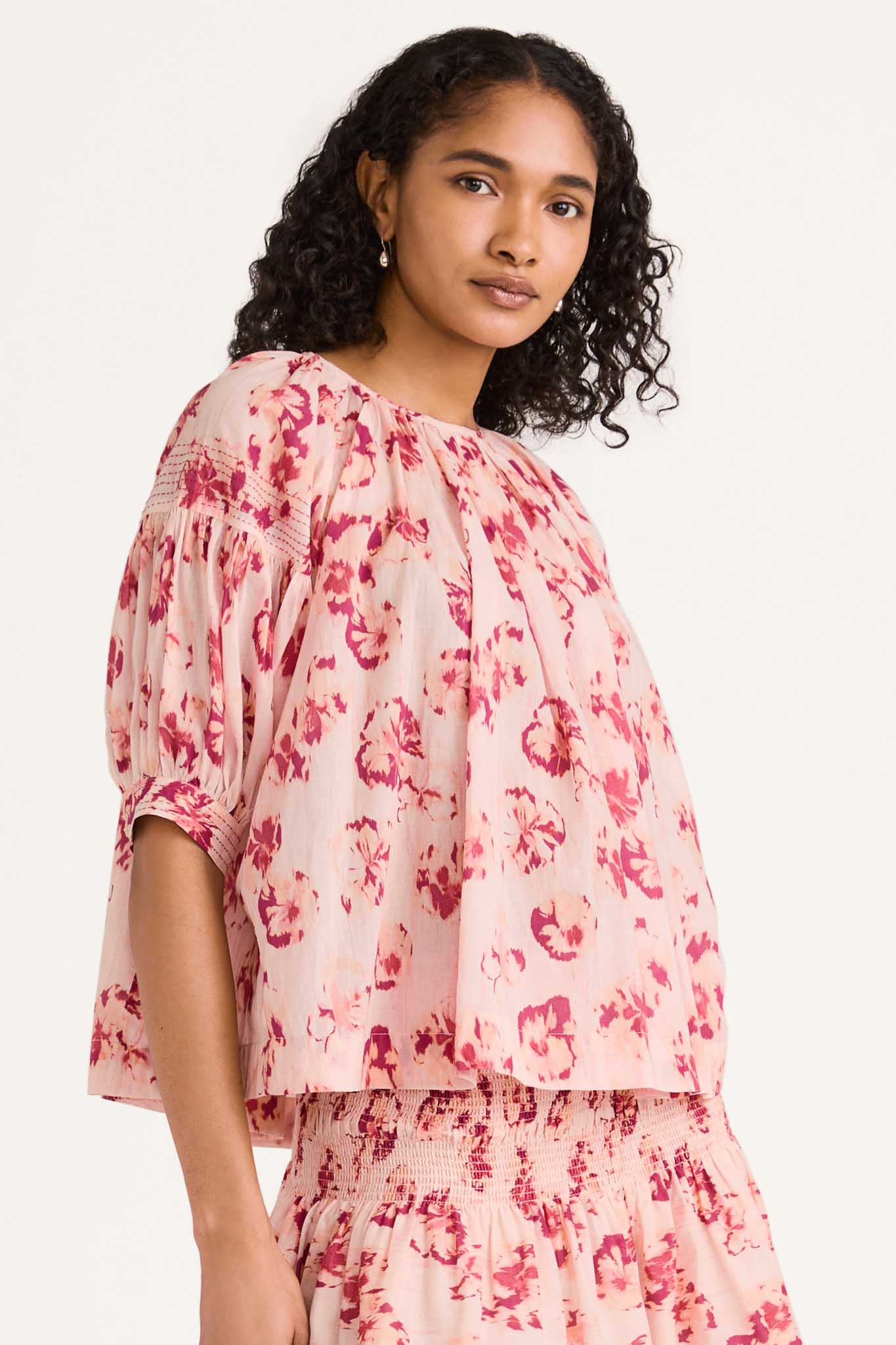 Zenith Top in Orchid Ikat Floral Print